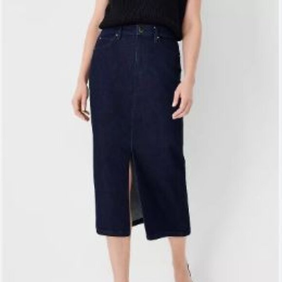 Ann Taylor Dresses & Skirts - Ann Taylor Dark Denim Midi Skirt Sz 12